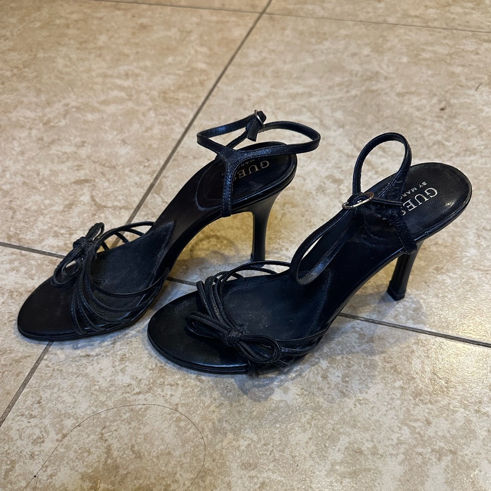 GUESS Black Strappy Heels, women’s size 6